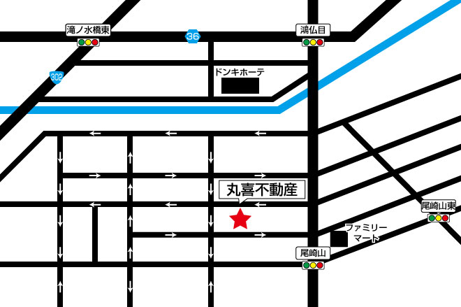 丸喜不動産周辺地図